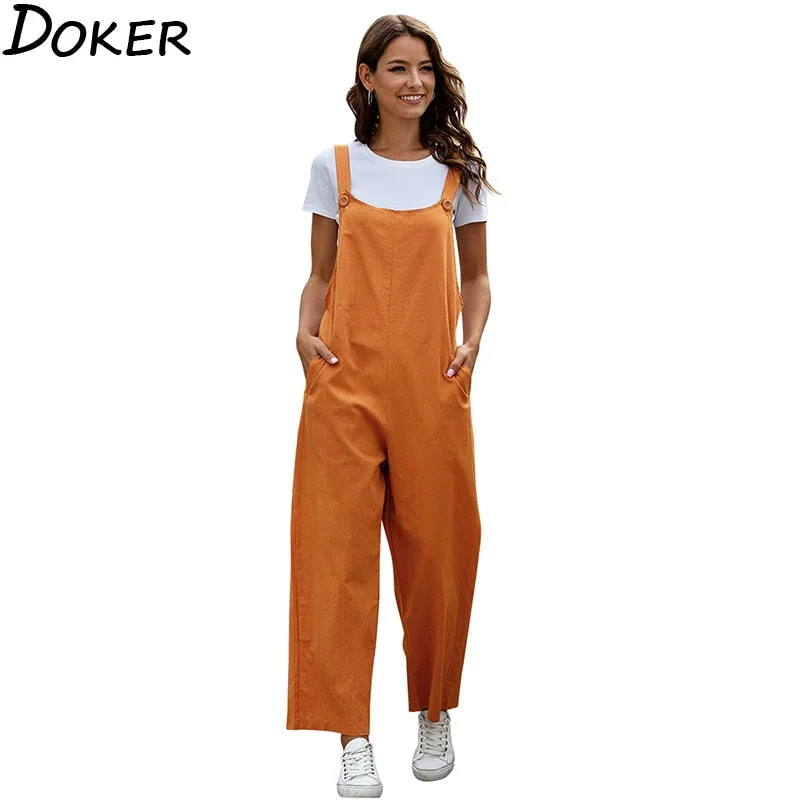 2020 Fashion Women Girls Loose Solid Jumpsuit Strap Dungarees Harem Trousers Ladies Overall Pants Casual Playsuits Plus Size