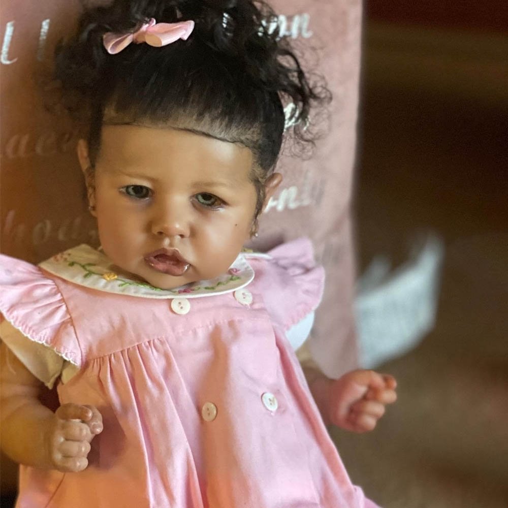 [New!]20''Truly Realistic African-American Black Reborn Baby Helen With Beautiful Gray Eyes