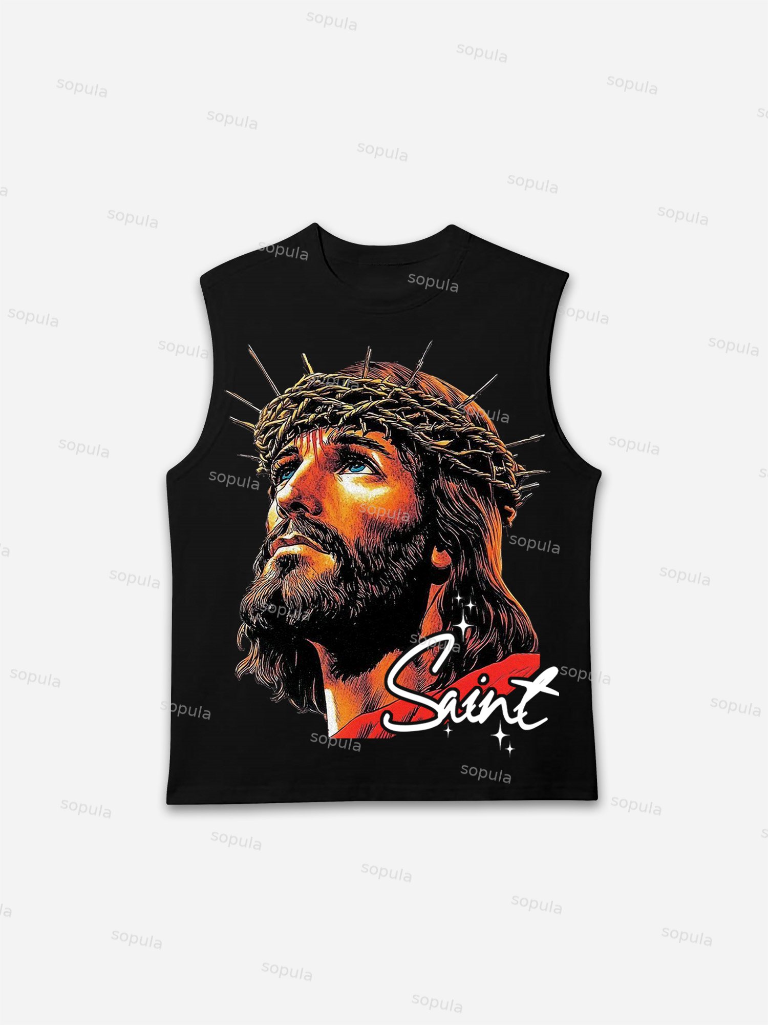 God Saint Graphic Print Tank Top - Sopula｜Premium Graphic Tees & Graphic Clothing