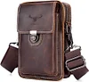 G&uuml;rteltasche Leder Herren H&uuml;fttasche mit G&uuml;rtelschlaufe Handytasche mit Geldb&ouml;rse Vintage Kleine Umh&auml;ngetasche Schultertasche Vertikale Handyh&uuml;lle Geldbeutel 7 Zoll Braun