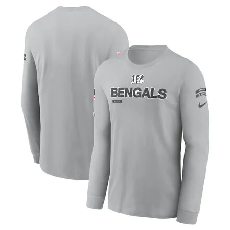 Men's Cincinnati Bengals  Gray 2024 Salute To Service Long Sleeve T-Shirt