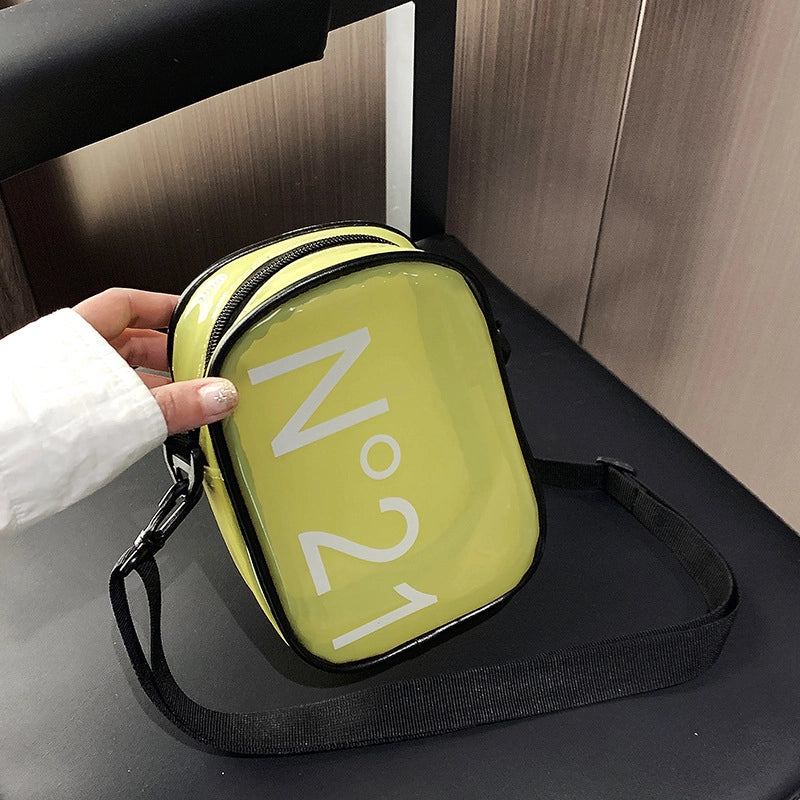 Women’s Small PVC Solid Color Streetwear Square Zipper Jelly Bag