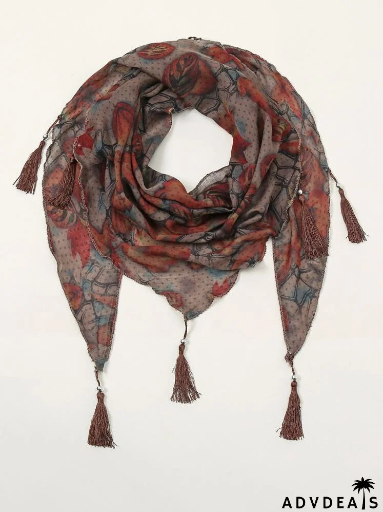 Floral Print Shawl Scarf