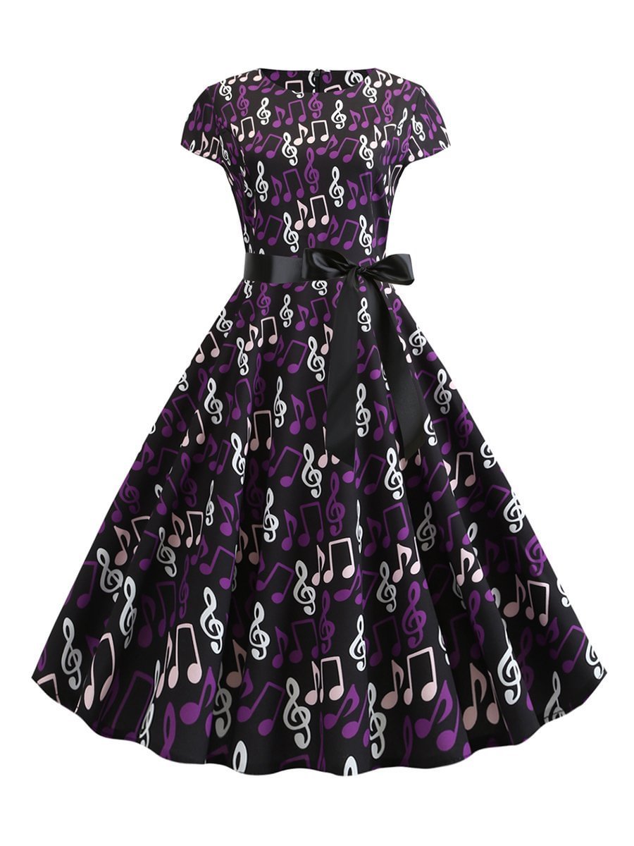Aline Dress Music Notes 1950s Dress