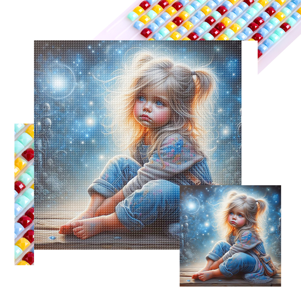 Dreamlike Little Girl With Butterfly 40*40cm(picture) full square drill diamond painting