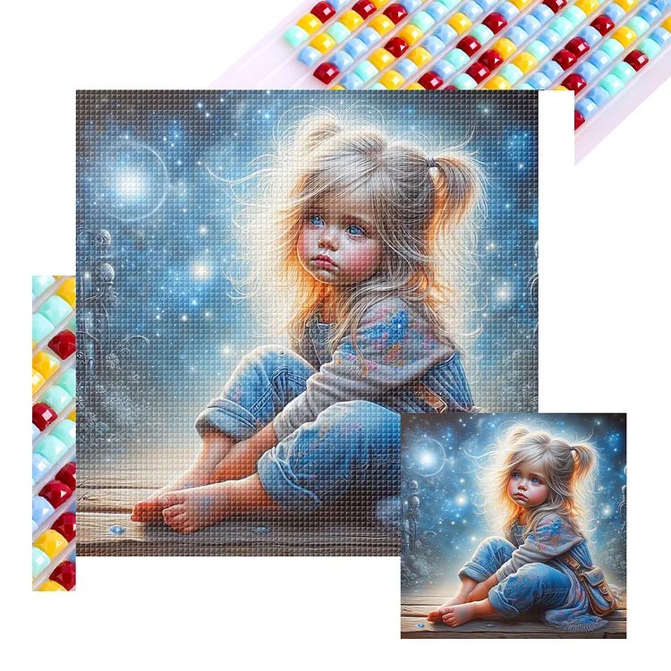 Full Square Diamond Painting - Dream Butterfly Little Girl 40*40CM