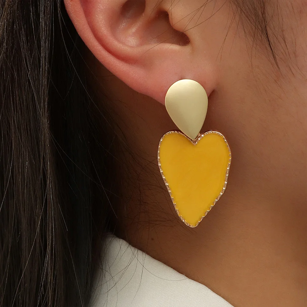 Women's Fashion Trend Alloy Geometric Heart Shaped Pendant Earrings