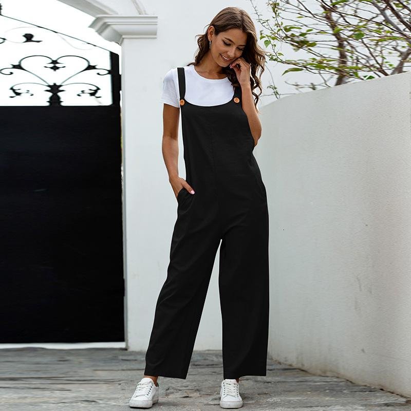 2020 Fashion Women Girls Loose Solid Jumpsuit Strap Dungarees Harem Trousers Ladies Overall Pants Casual Playsuits Plus Size