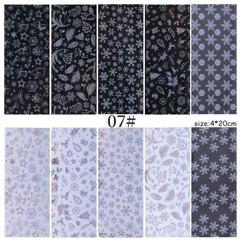 Nail Foils Flowers Nail Stickers Transfer Decals Sliders Christmas Halloween Print Nail Art Decorations DIY Tips Adhesive Wraps