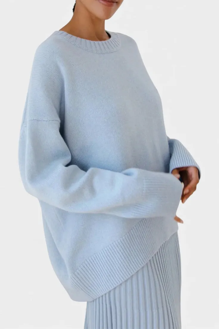 Oversized Knit Sweater with Ribbed Sleeves