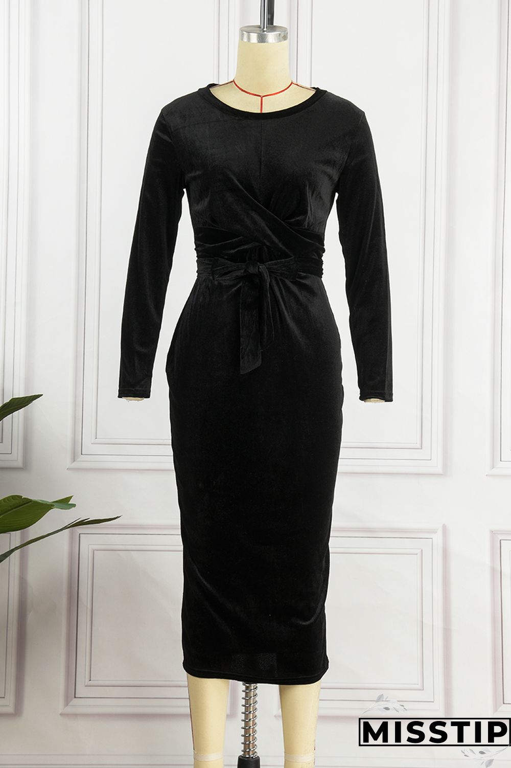 Burgundy Casual Solid Patchwork Frenulum O Neck Long Sleeve Dresses