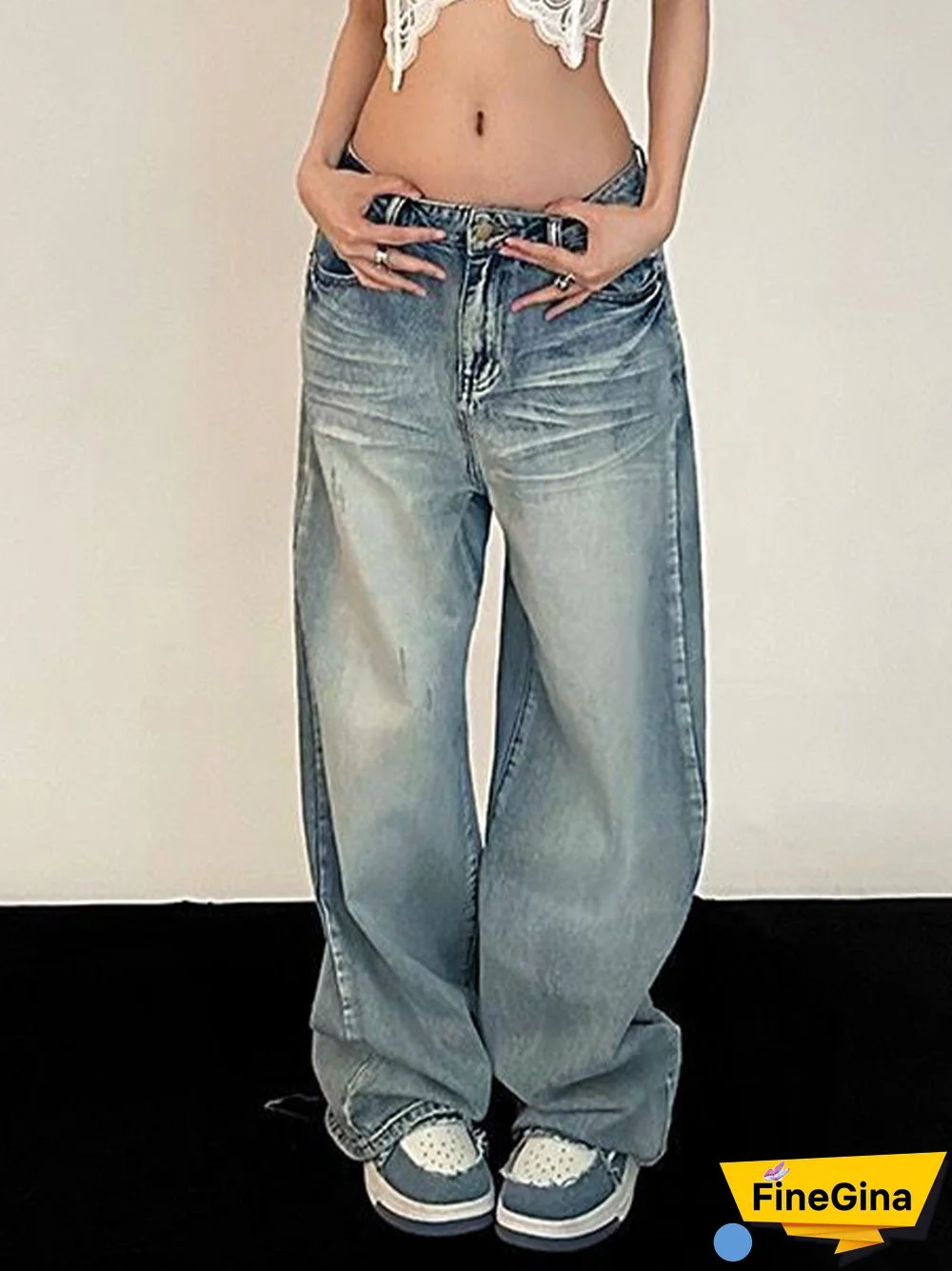 Vintage Washed Mopping Loose Boyfriend Jeans