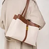 Beige & Brown Leather Large Capacity Women's Shoulder Bag
