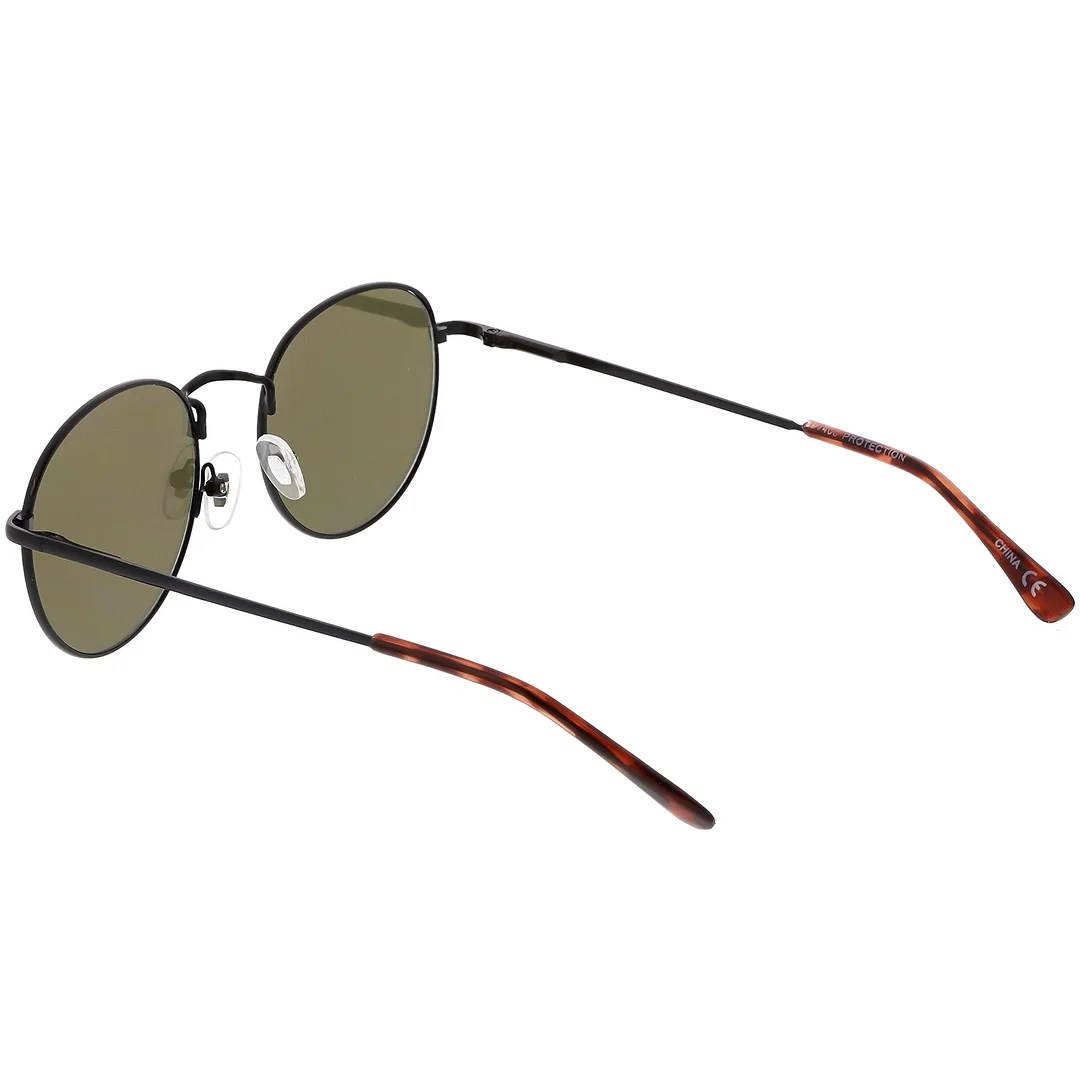 Classic Slim Metal Round glasses With Color Mirrored Flat Lens 50mm