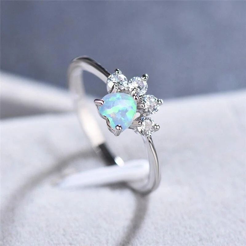 Opal Crystal Paw Ring