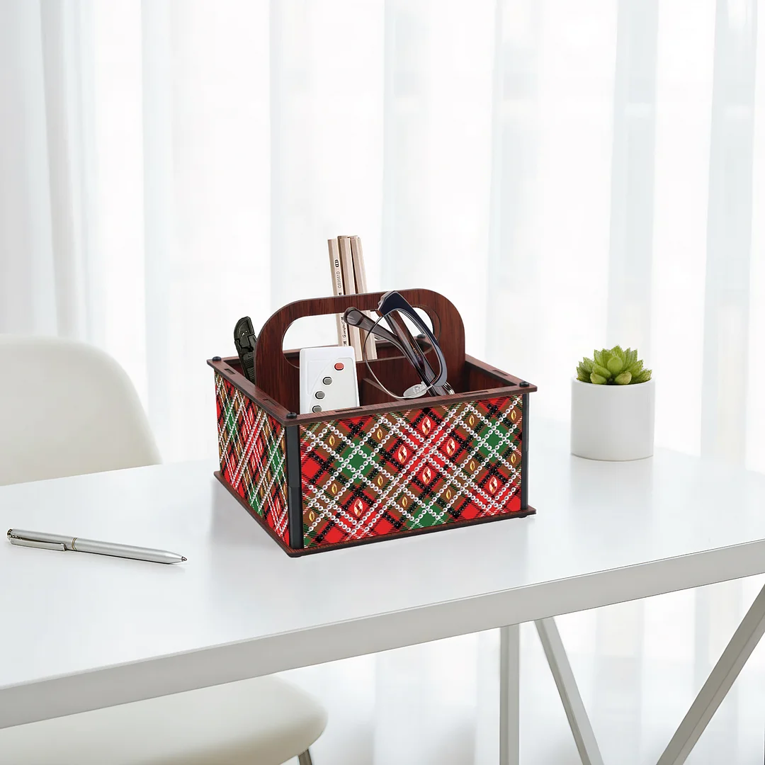 DIY Pattern Wooden Diamond Painting Handheld Storage Box Kit Tabletop Art Decor