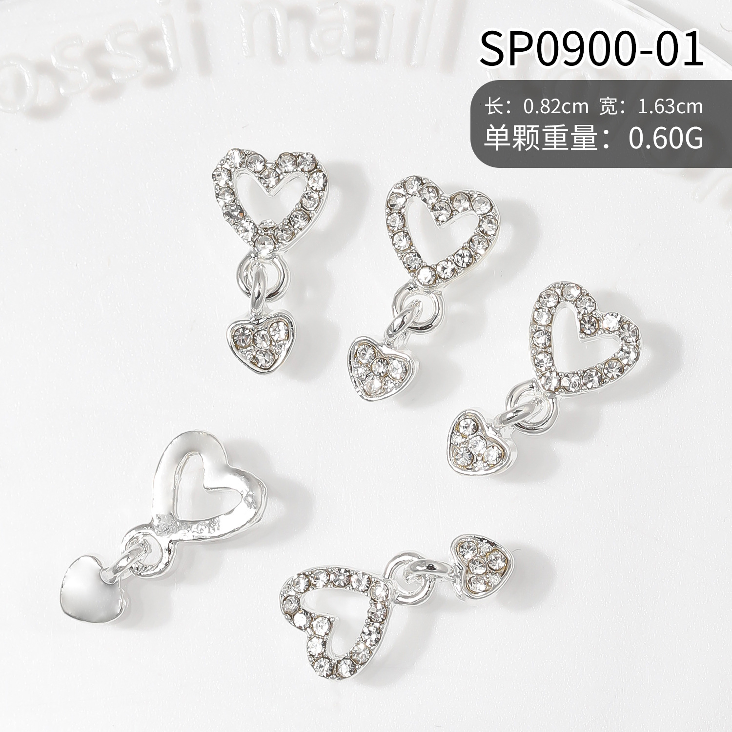 Nulclover 3D Hollow Love Heart Nail Charms – Rhinestone Pendant Accessories for Manicure  