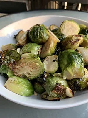 Brussel sprouts and garlic slices
