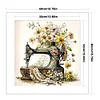 (Stamped/Counted) Retro Floral Sewing Machine - 14CT Cross Stitch 40*40cm/15.75*15.75in
