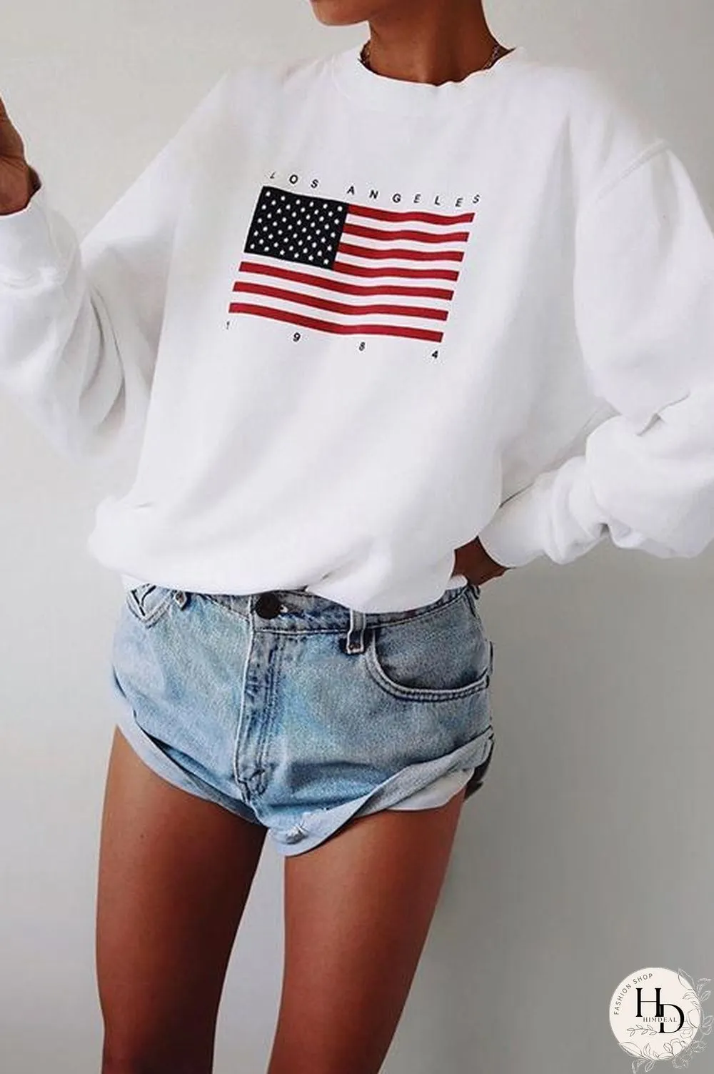 Hemming High Waist Denim Shorts