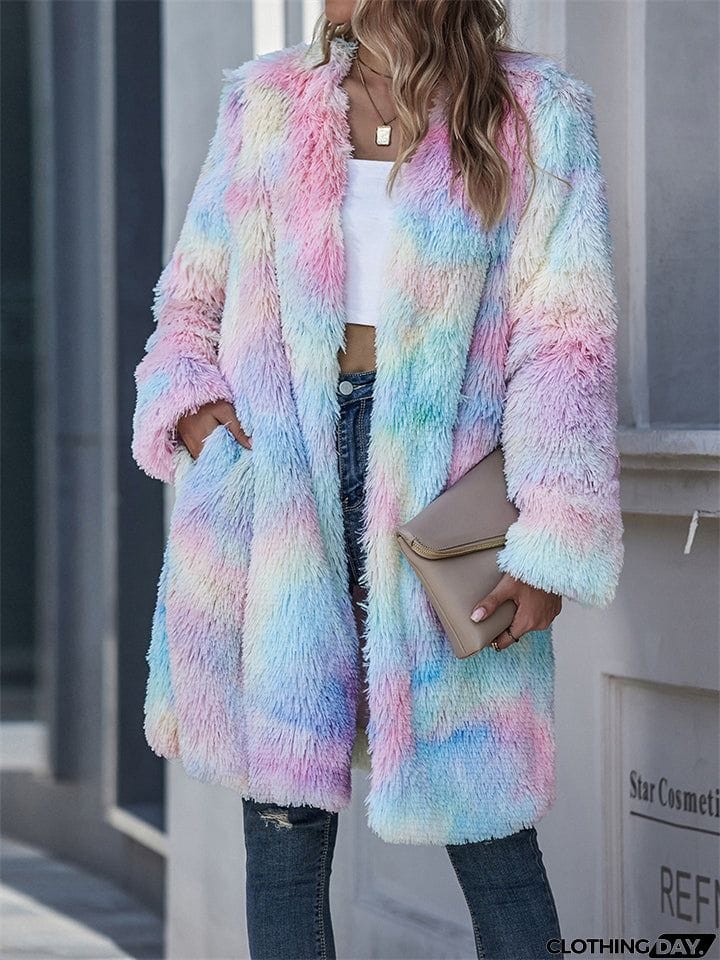Women's Extra Warm Fleece Tie-Dye Colourful Winter Coats