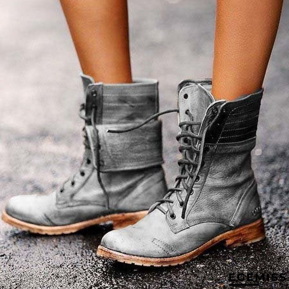 Winter New European and American Fashion Round Head Low Heel Cross Strap Women's Martin Boots | EGEMISS