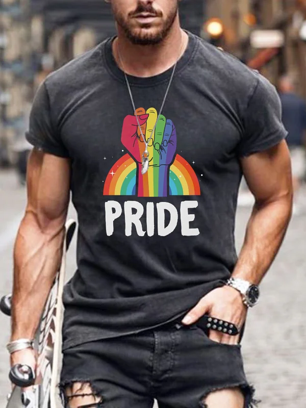 Rainbow Pride Letters Crew Neck Comfy T Shirt