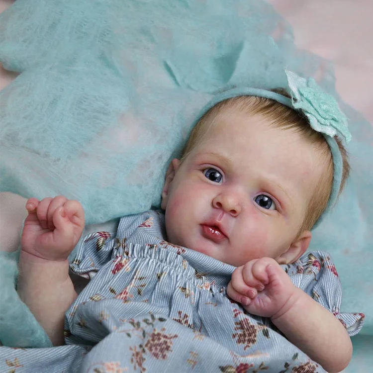 [New Series!] 20'' Lifelike Brown Hair Reborn Baby Girl Doll Gifts Eyes Open Named Denru Rebornartdoll® RSAW-Rebornartdoll®
