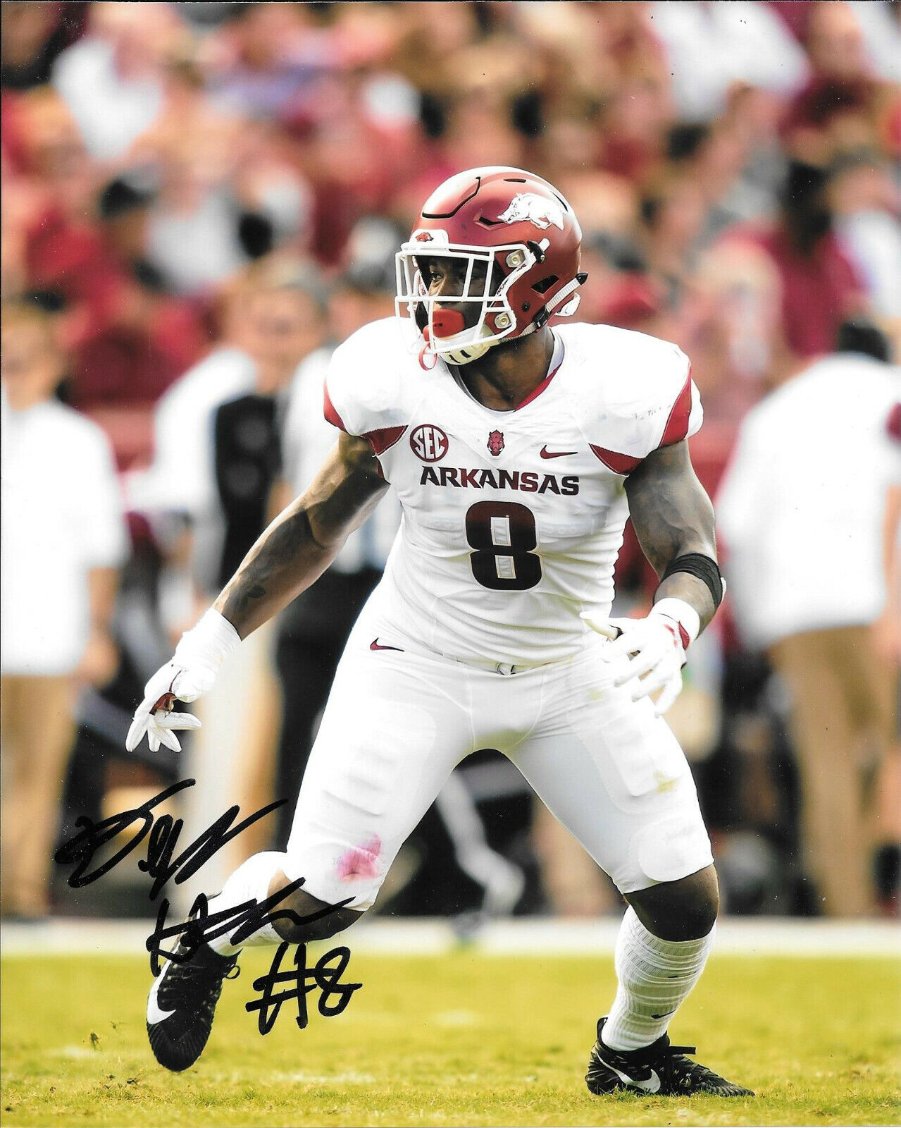 GREEN BAY PACKERS DE'JON HARRIS HAND SIGNED ARKANSAS RAZORBACKS 8X10 Photo Poster painting W/COA