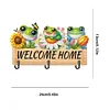 Wooden Special Shape Frog And Flower 3 Hooks No Punch Diamond Painting Hook Rail
