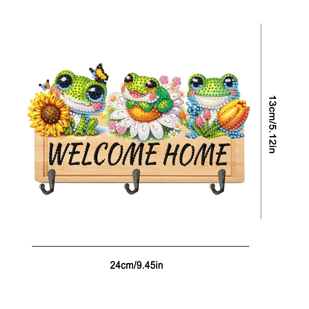 DIY Flower Frog Wooden Special Shape 3 Hooks No Punch Diamond Painting Hook Rail