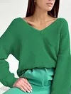 Casual V-Neck Loose Long Sleeve Solid Color Sweater
