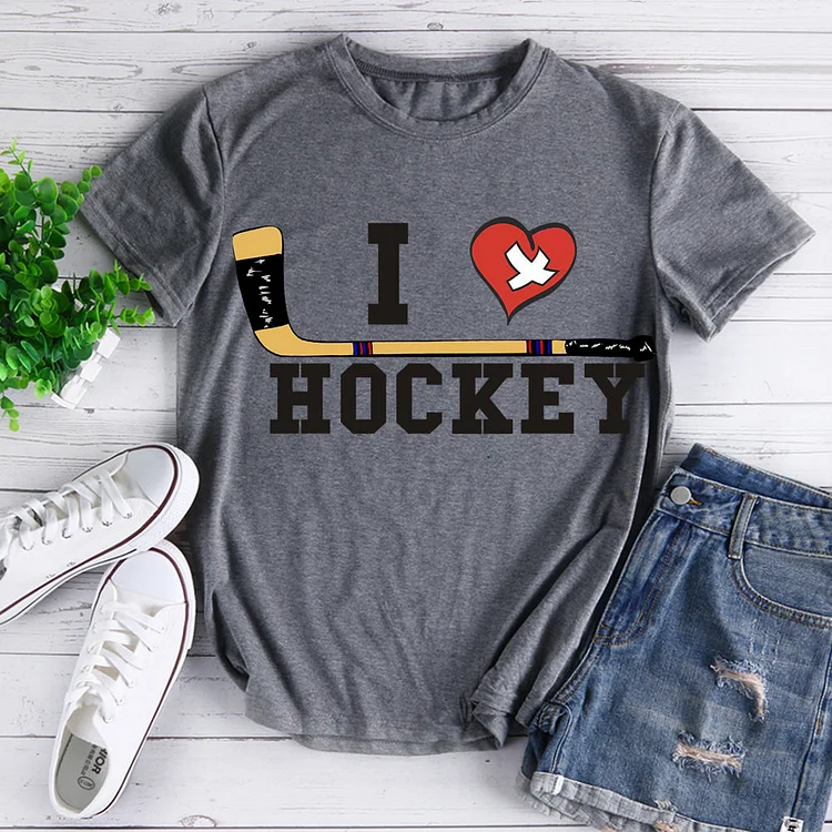 I Love Hockey T-Shirt-07828-Annaletters