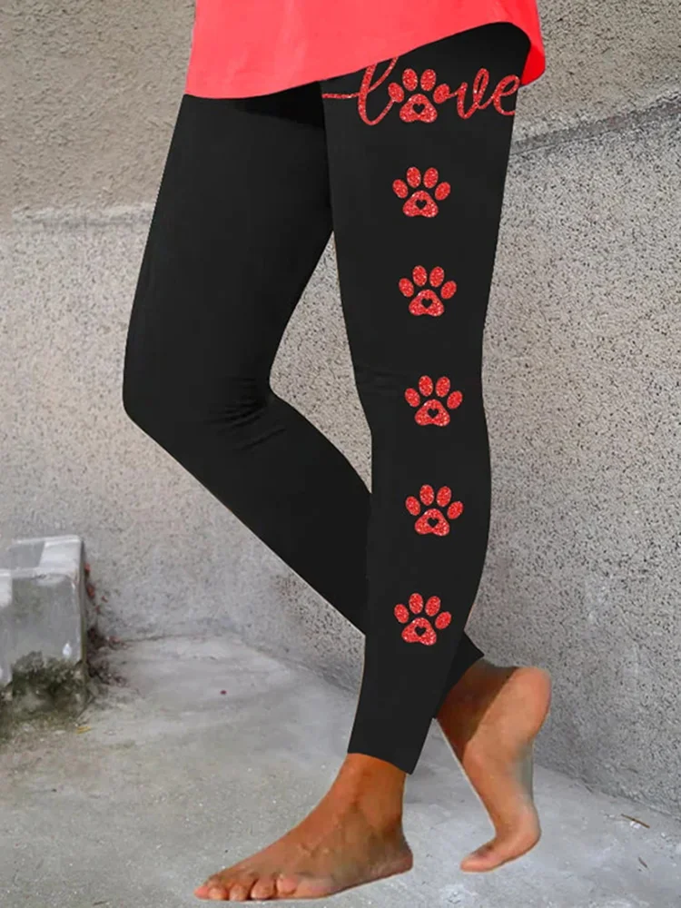 Animals Footprints Print Women's Leggings