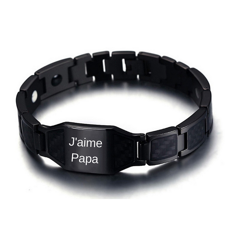 Bracelet magnétique 1 Prénom Personnalisé en Acier au titane Jessemade FR