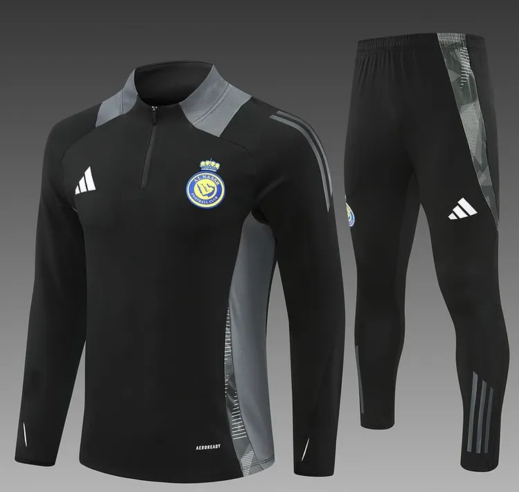 24-25 season children's version of the Riyadh black long-sleeved half-zip training suit