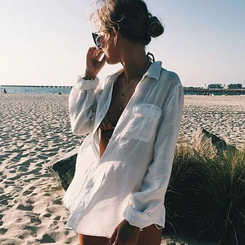 Uveng Uveng Women's Day Silk Bamboo Shirt Beach Vacation Coat Bikini Sweater Women's Swimsuit Sunscreen Cardigan Sand