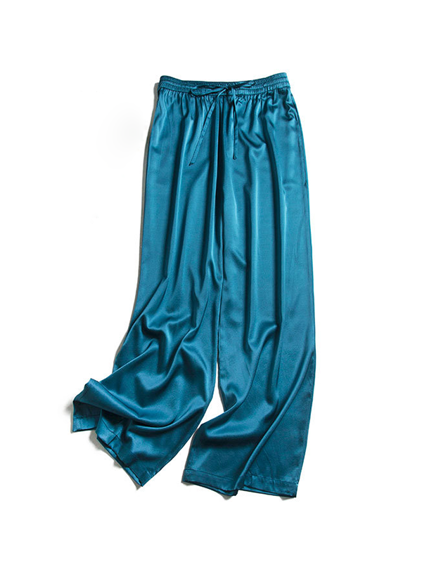 Women Elastic Waist With Waistband Silk Pants
