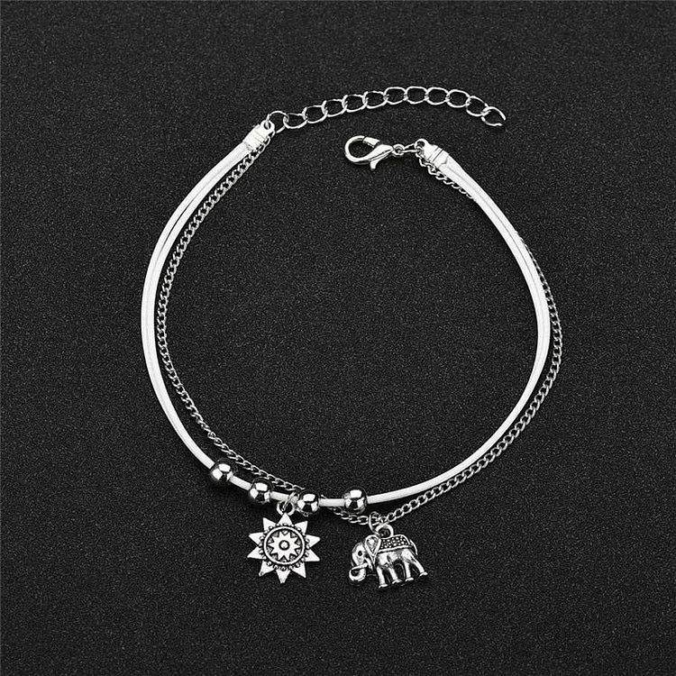 Elephant & Sun Double Layer Anklet