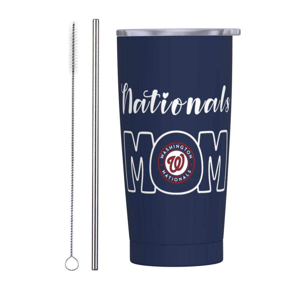 Washington Nationals Mom Stainless Steel Travel Mug With Lid And Straw