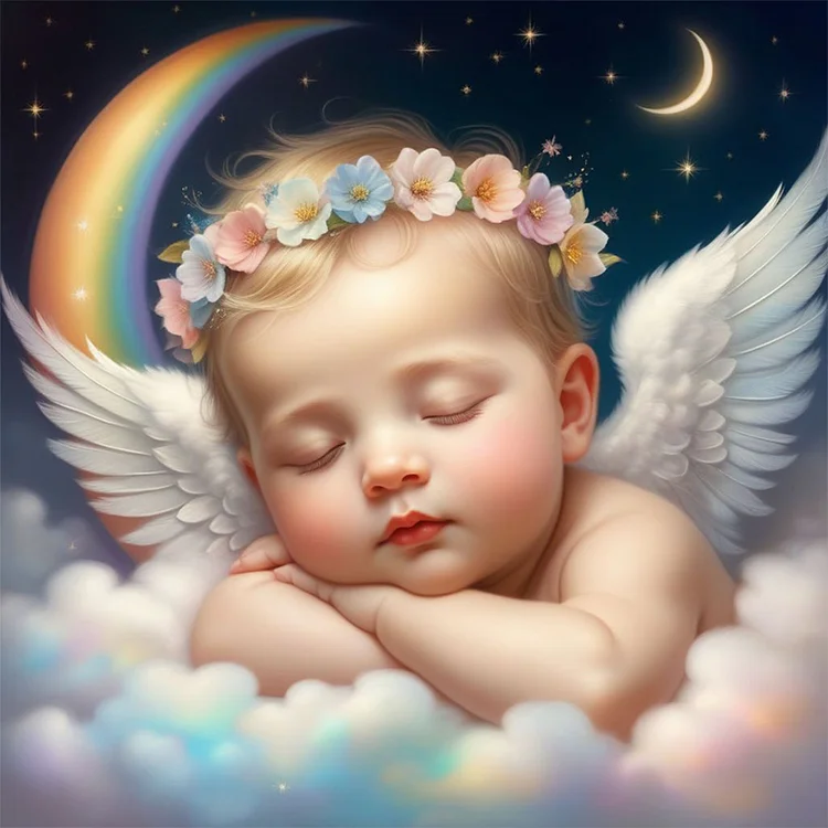Sleeping Angel Child  - Full Round - Diamond Painting(30*30cm)