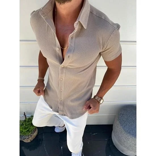 Men's Oversized Striped Textured Casual Shirt