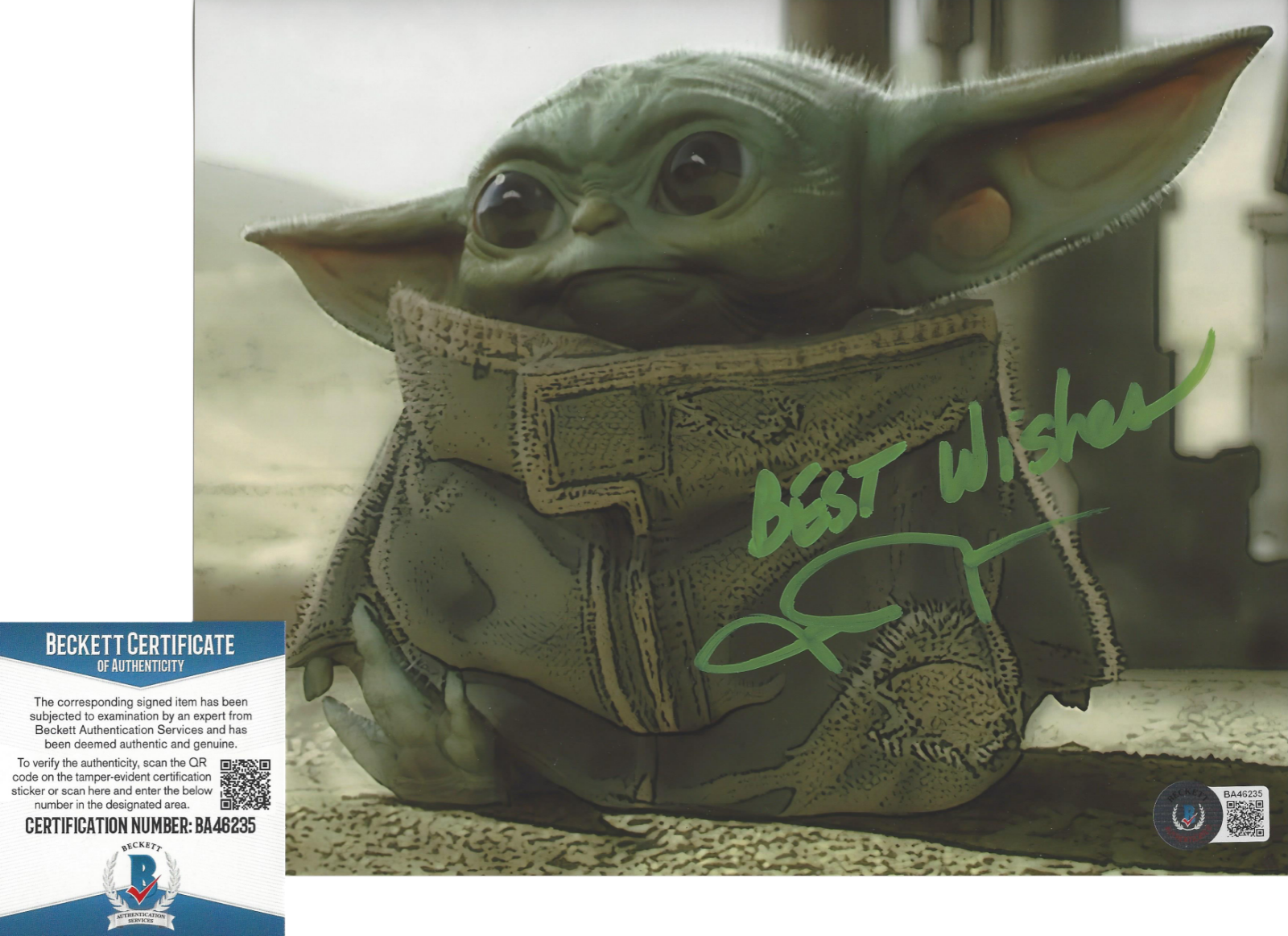 JOHN ROSENGRANT SIGNED YODA THE MANDALORIAN 8x10 Photo Poster painting STAR WARS COA BAS BECKETT