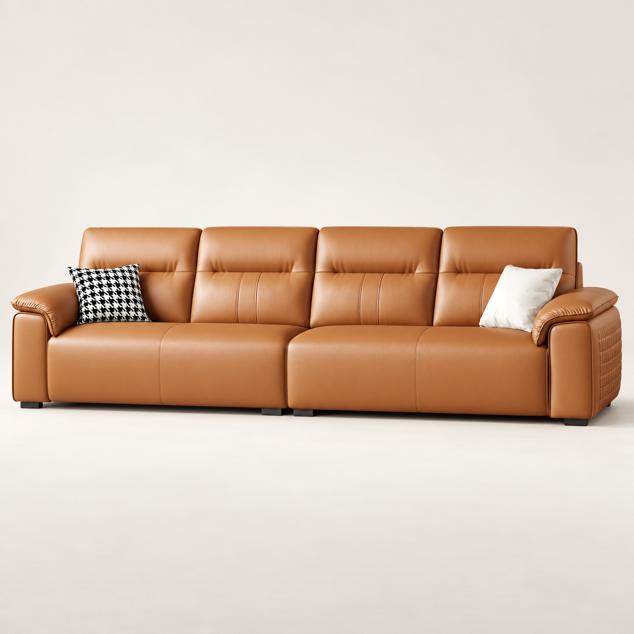 1256 High-Back Sofa - Caramel - White studio product view