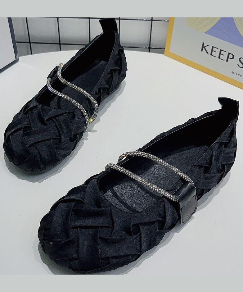 VCSHOES Black Wrinkled Flat Shoes