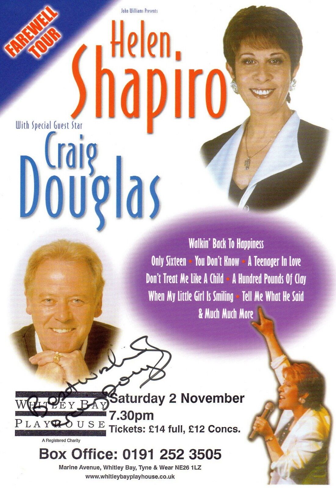 CRAIG DOUGLAS AUTOGRAPH, POP SINGER 1960s