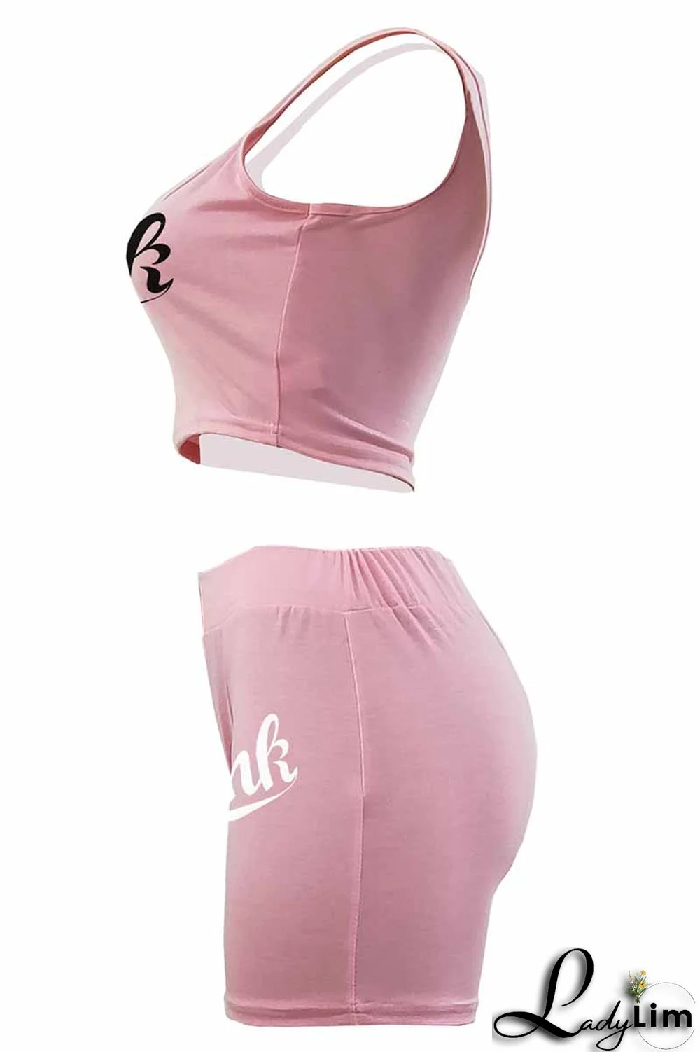 Royal Blue Sexy Casual Letter Print Basic U Neck Sleeveless Two Pieces