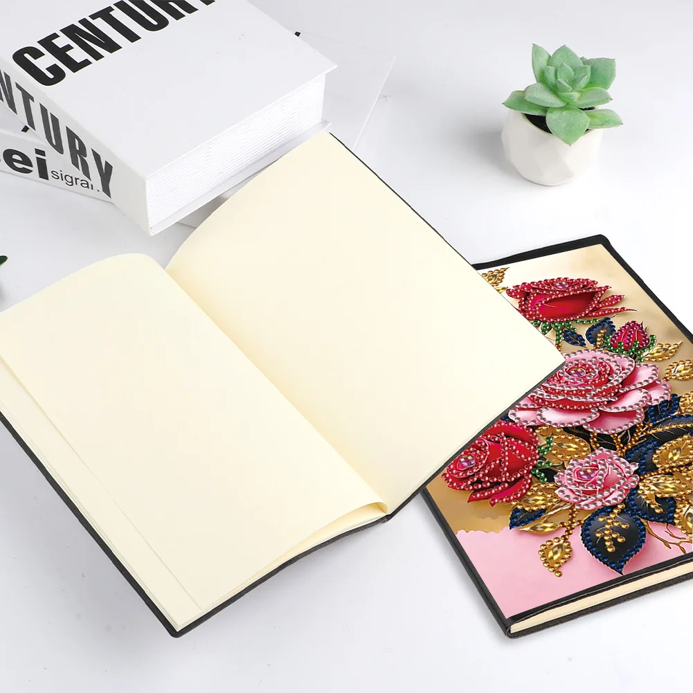 5D DIY Special Shaped Rose 50 Pages Diamond Painting Notebook for Adults Beginners