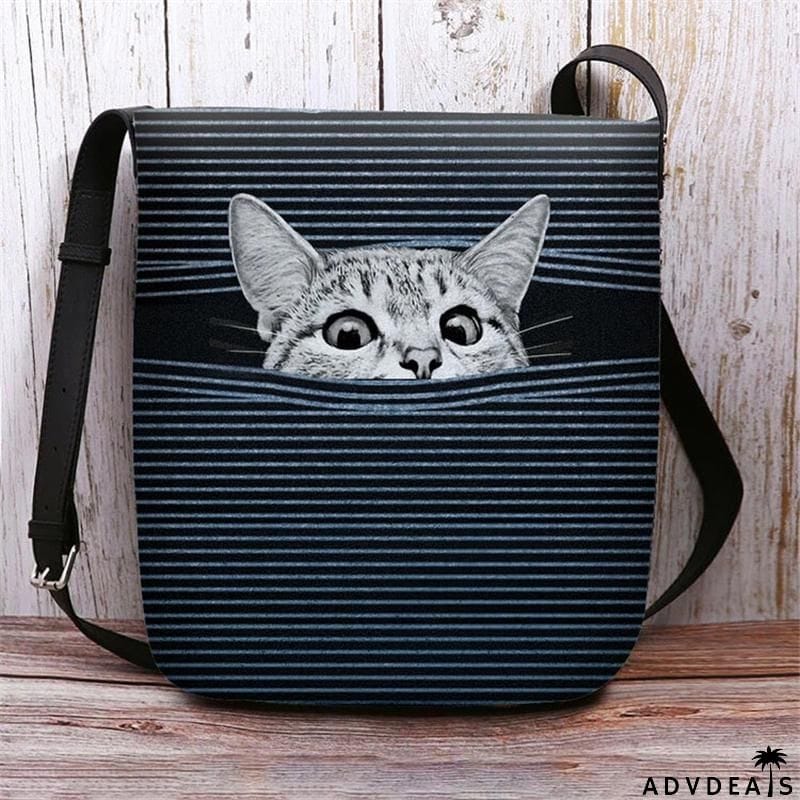Cute Cat Striped Adjustable Crossbody Bags