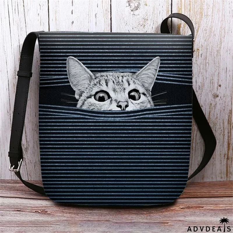 Cute Cat Striped Adjustable Crossbody Bags